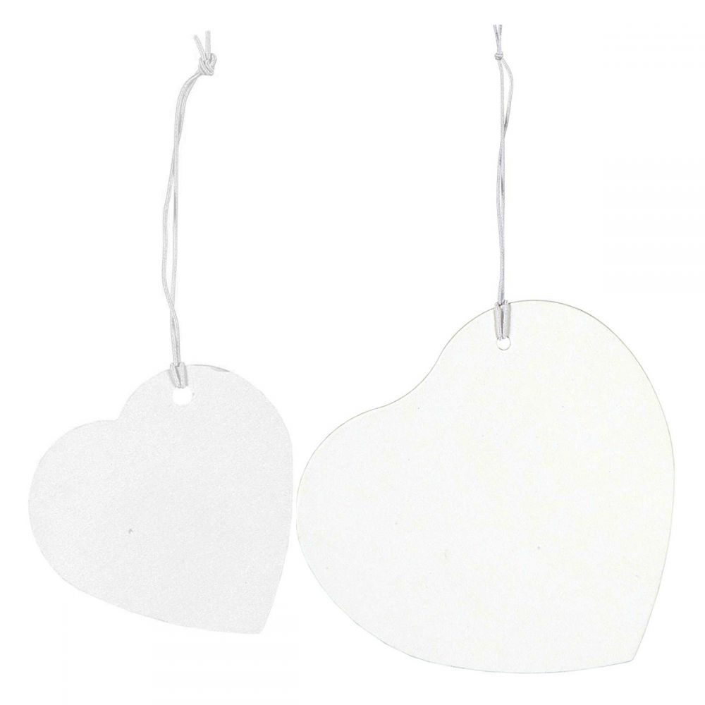 Set of 48 white heart tags