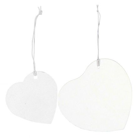 Set of 48 white heart tags