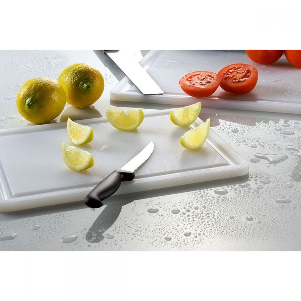 Polythene cutting board with groove