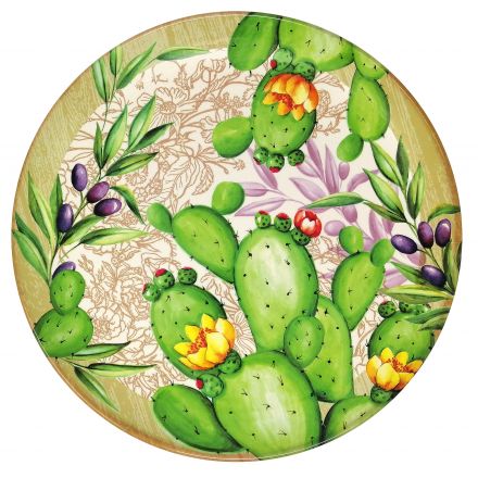 Round plate Cactus in melamine