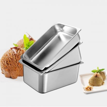 Container for ice cream in stainless steel
