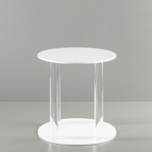 White and clear round stand